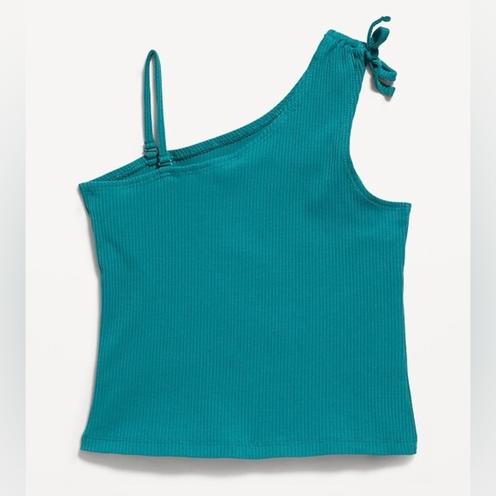 Old Navy Girls’ Rib Knit One Shoulder Tank Top in Teal